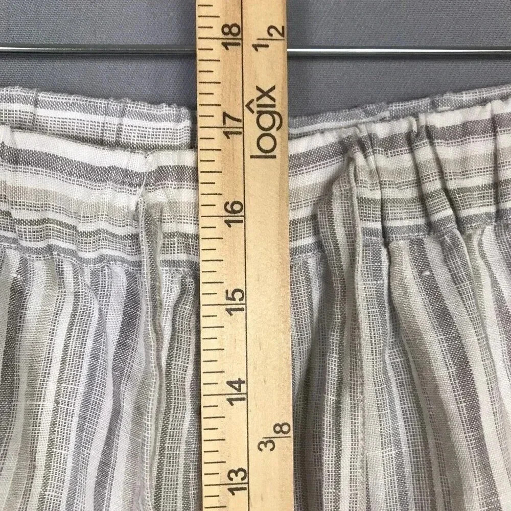 Vivid 100% Linen Wide Leg Pants Women Size 4X Pockets Drawstring Elastic Waist - Picture 14 of 16